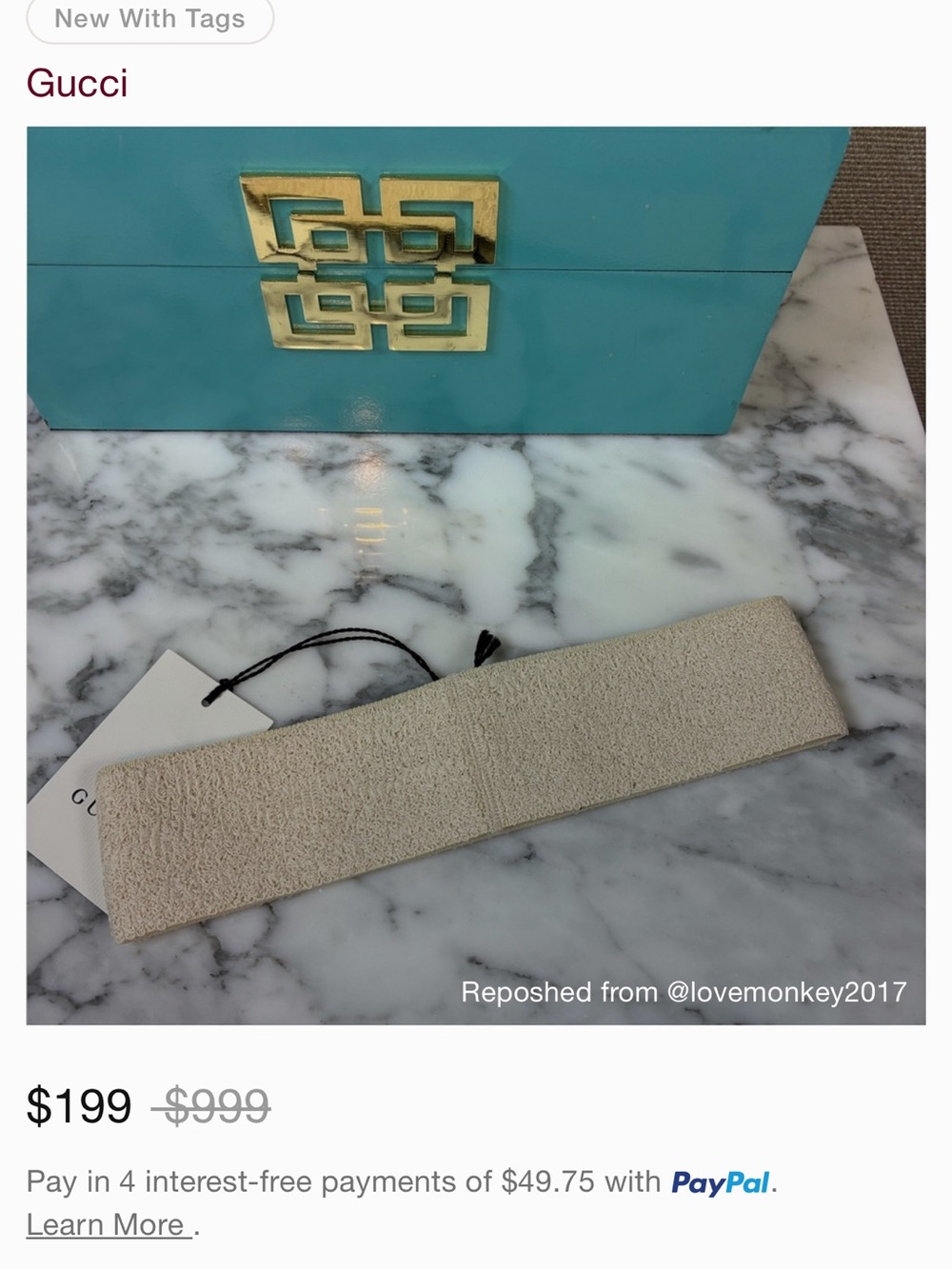 Gucci Cream and Black Knit Headband with Logo - Picture 6 of 6